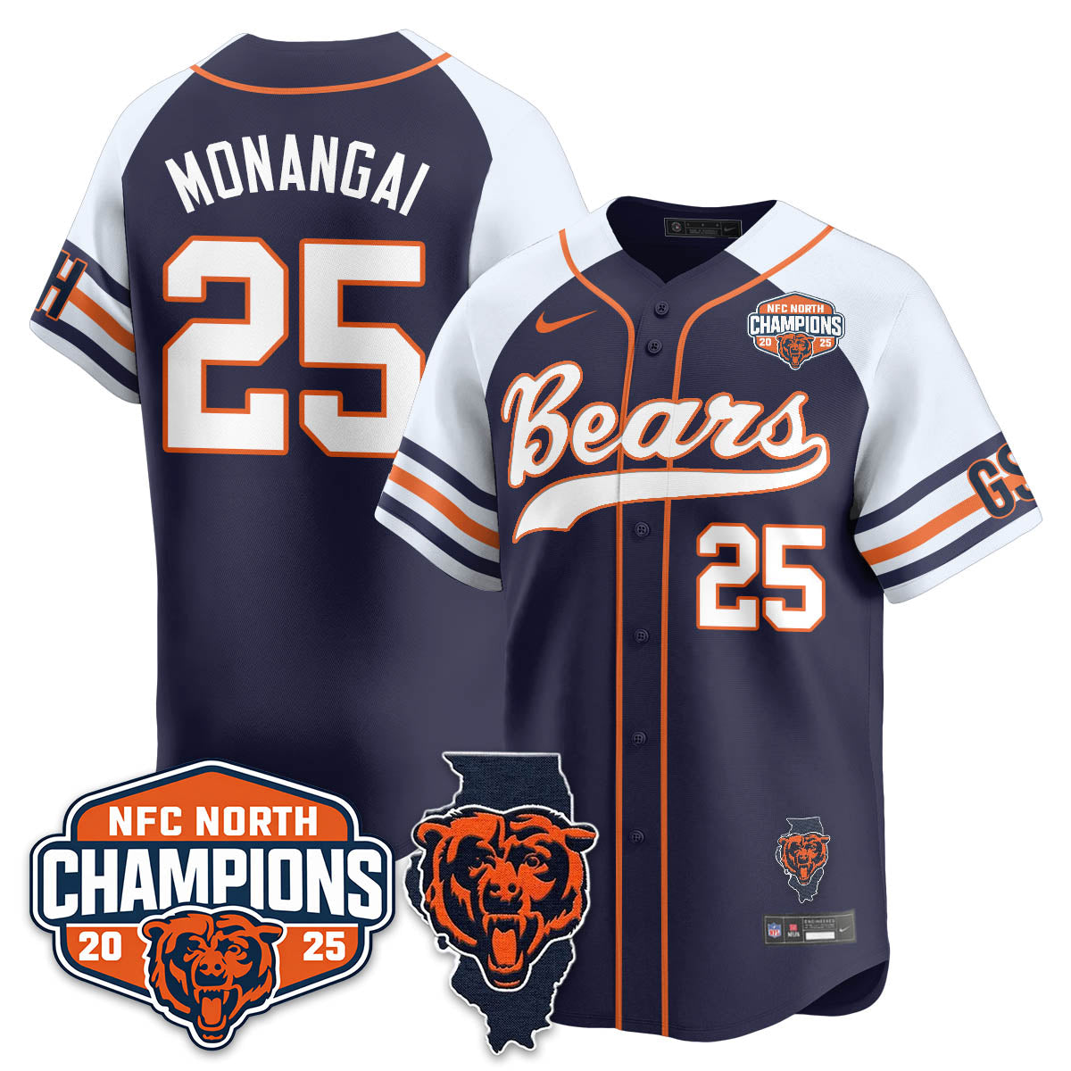 CHI  NFC North Division Champions Vapor Limited Baseball Jersey - All Stitched-DTD
