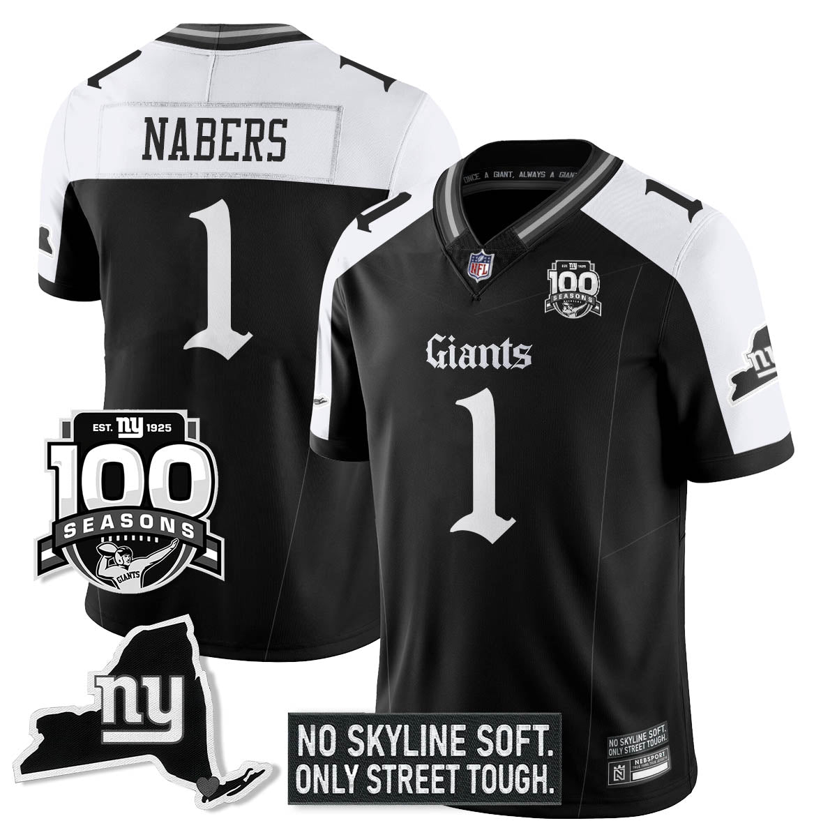 NYG 100th Seasons 'Gothic Gotham Edition' Vapor Limited Jersey - All Stitched-DTD