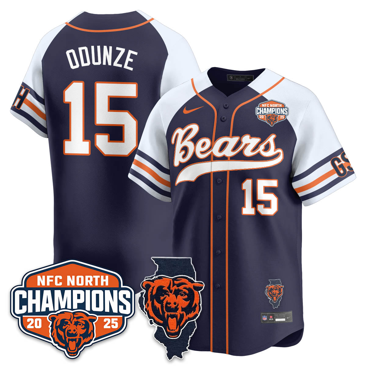 CHI  NFC North Division Champions Vapor Limited Baseball Jersey - All Stitched-DTD