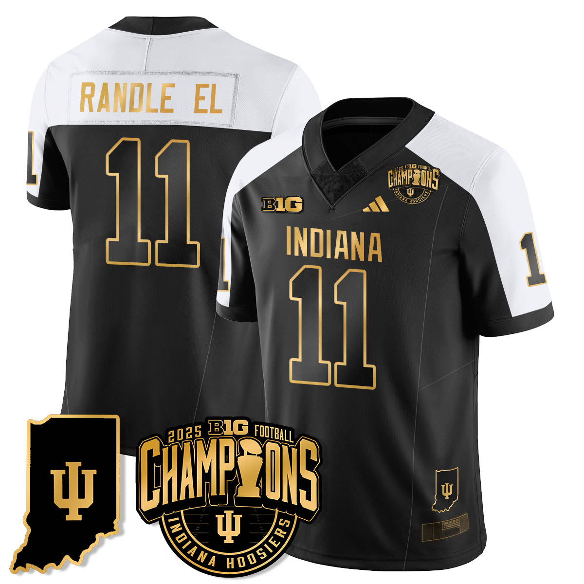 Indiana H Vapor Limited Football Gold Jersey - Big 10 Champions - All Stitched-DTD