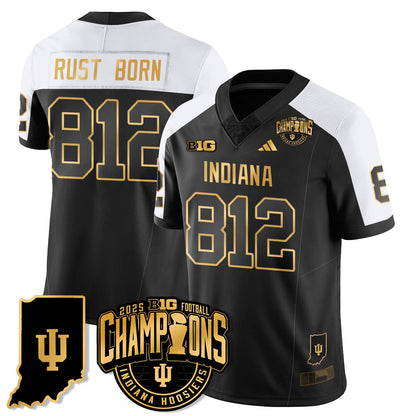 Indiana H Vapor Limited Football Gold Jersey - Big 10 Champions - All Stitched-DTD