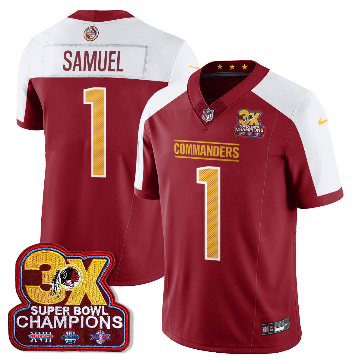 WAS 3-Time Champions Patch Vapor Limited Jersey - All Stitched-DTD