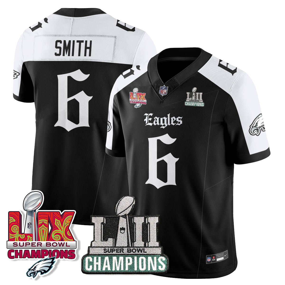 PHI 'Gothic Philly' LII-LIX Super Bowl Champions Vapor Limited Jersey - All Stitched-DTD