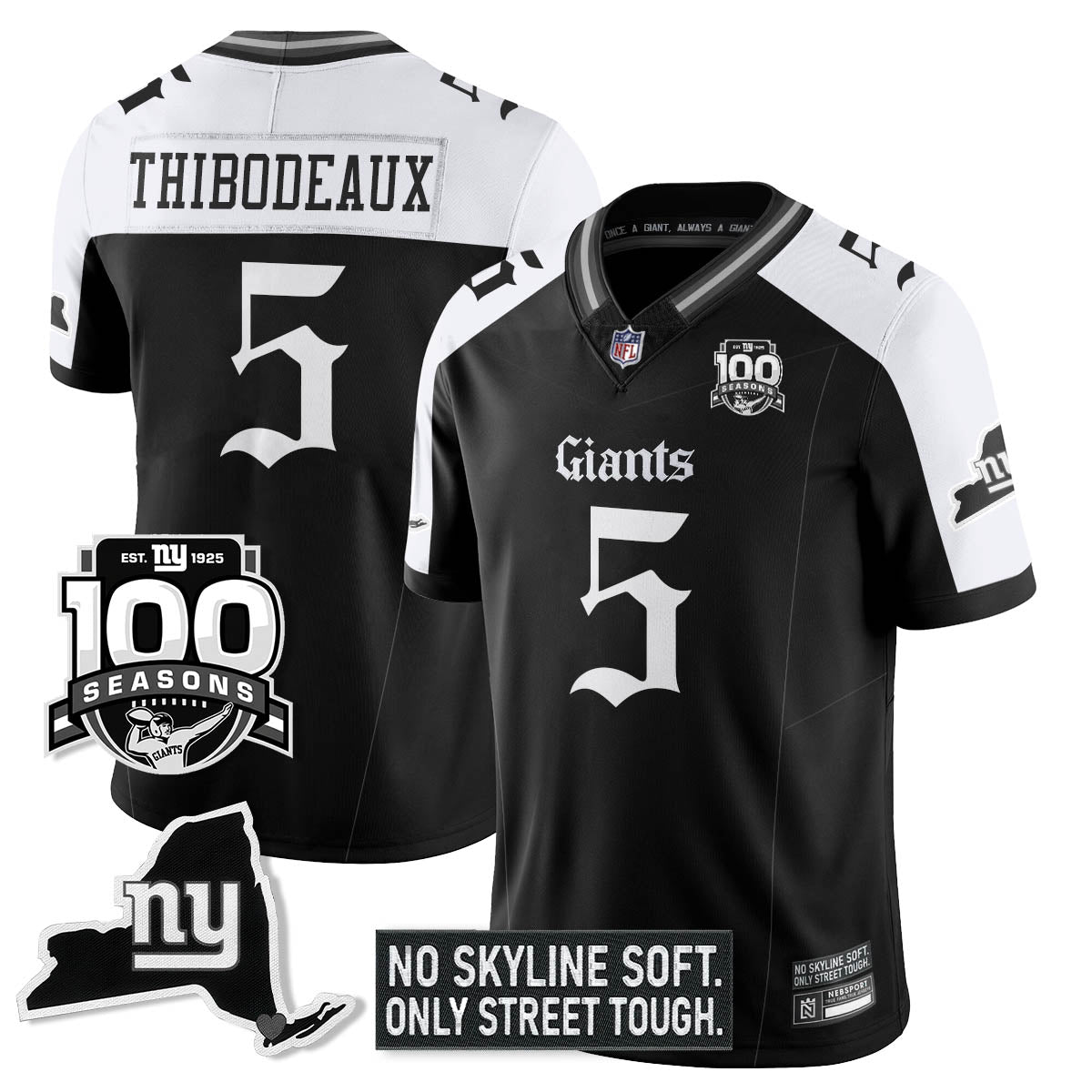 NYG 100th Seasons 'Gothic Gotham Edition' Vapor Limited Jersey - All Stitched-DTD