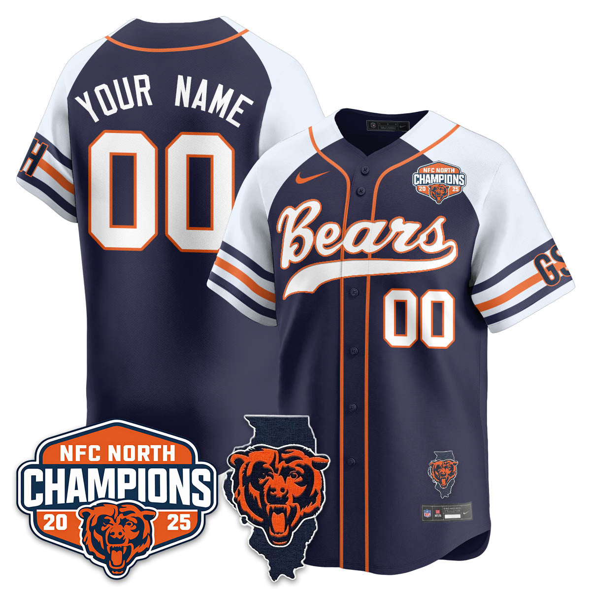CHI  NFC North Division Champions Vapor Limited Baseball Jersey - All Stitched-DTD