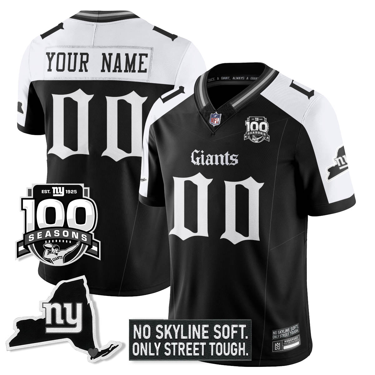 Custom NYG 100th Seasons 'Gothic Gotham Edition' Vapor Limited Jersey - All Stitched-DTD