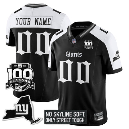 Custom NYG 100th Seasons 'Gothic Gotham Edition' Vapor Limited Jersey - All Stitched-DTD