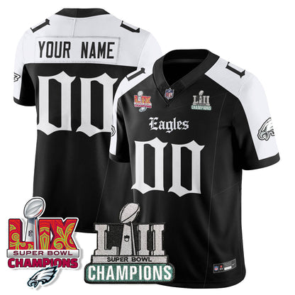 PHI 'Gothic Philly' LII-LIX Super Bowl Champions Vapor Limited Custom Jersey - All Stitched-DTD