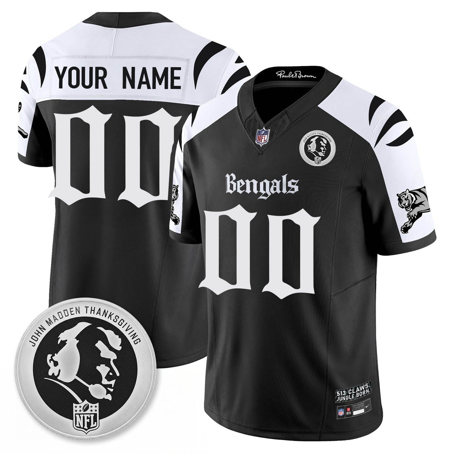 CIN Gothic Vapor Limited Custom Jersey - John Madden Patch - All Stitched-DTD