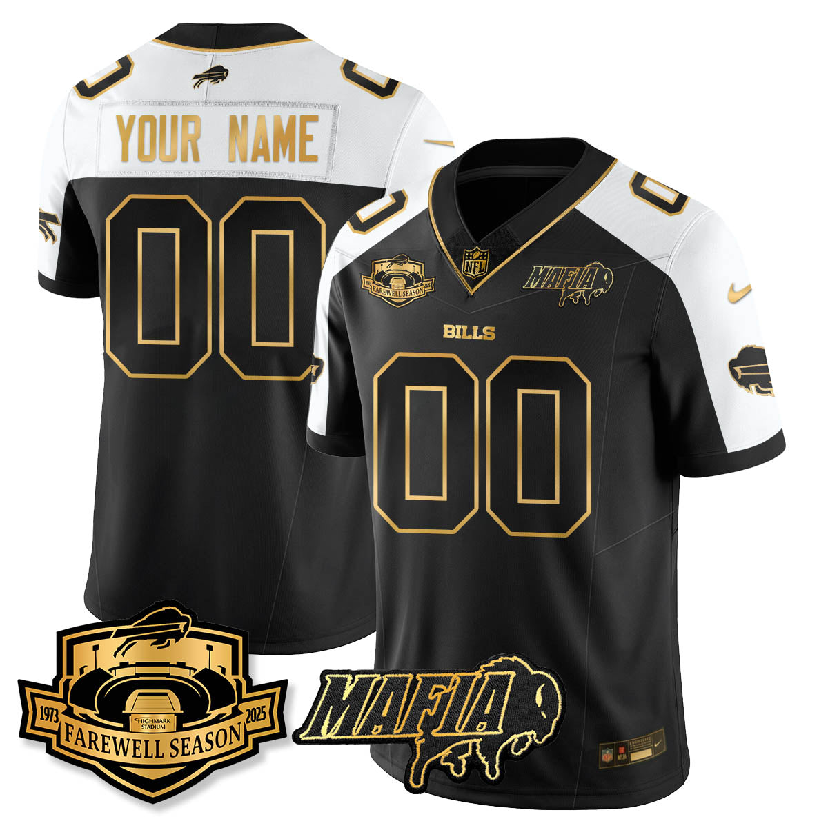 BUF 2025 Bills Mafia Patch Gold Vapor Limited Custom Jersey - All Stitched-DTD