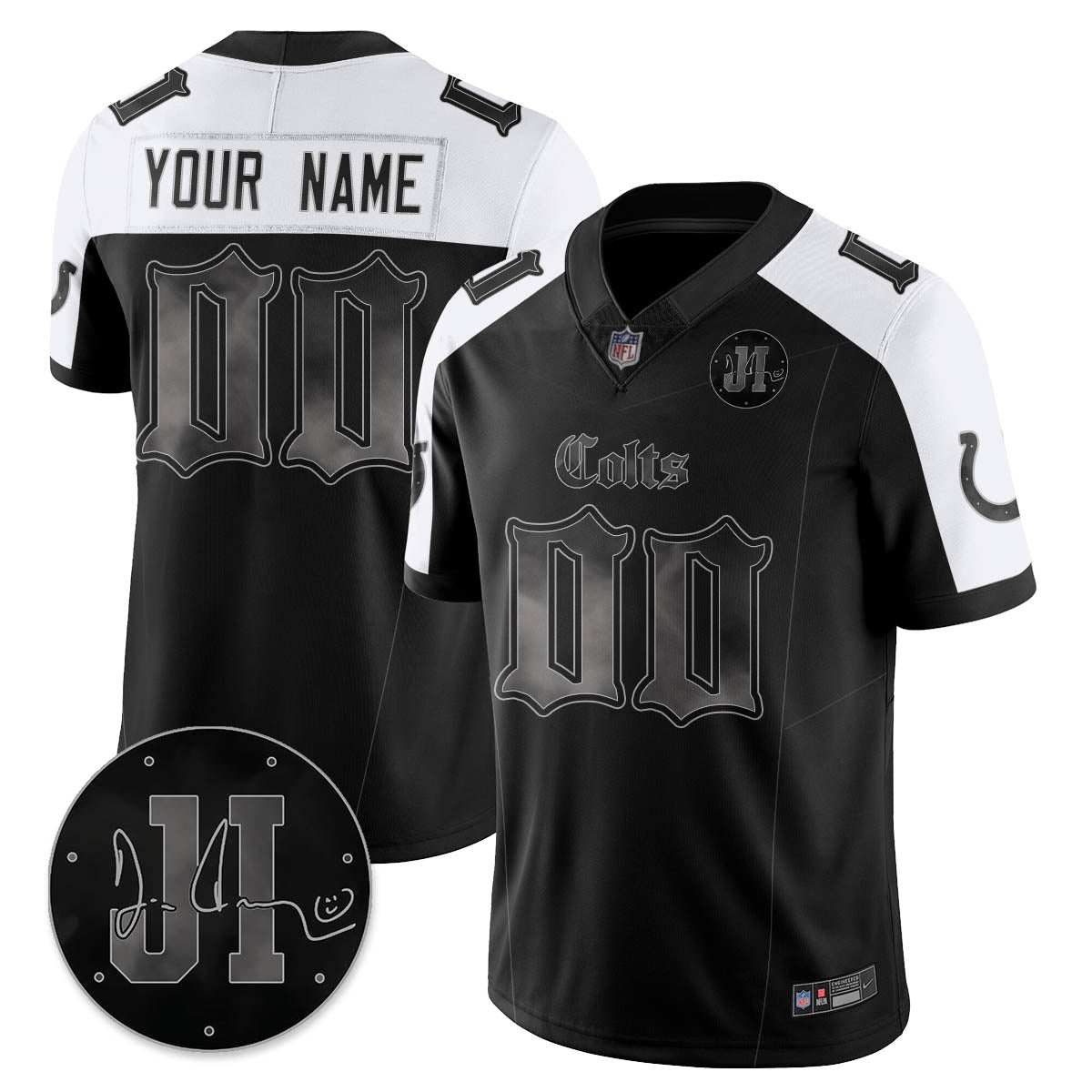 Custom IND 'Dark Gothic' Vapor Limited Jersey - Jim Irsay Patch - All Stitched-DTD