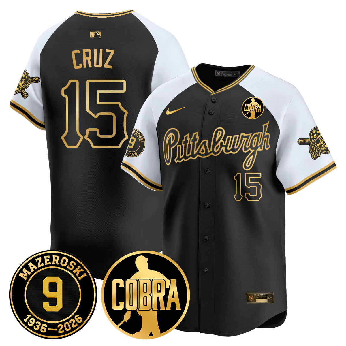 PIT Memories Vapor Limited Gold Jersey - Bill Mazeroski Patch - All Stitched-DTD
