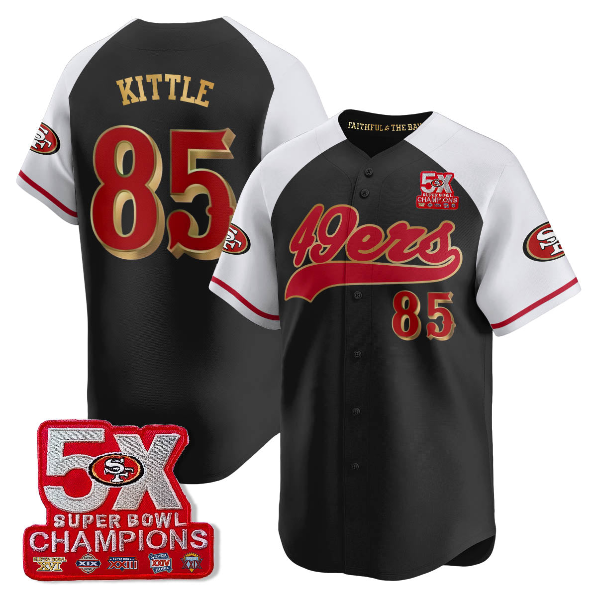 SF 5-Time Champions Patch Vapor Baseball Jersey - All Stitched-DTD