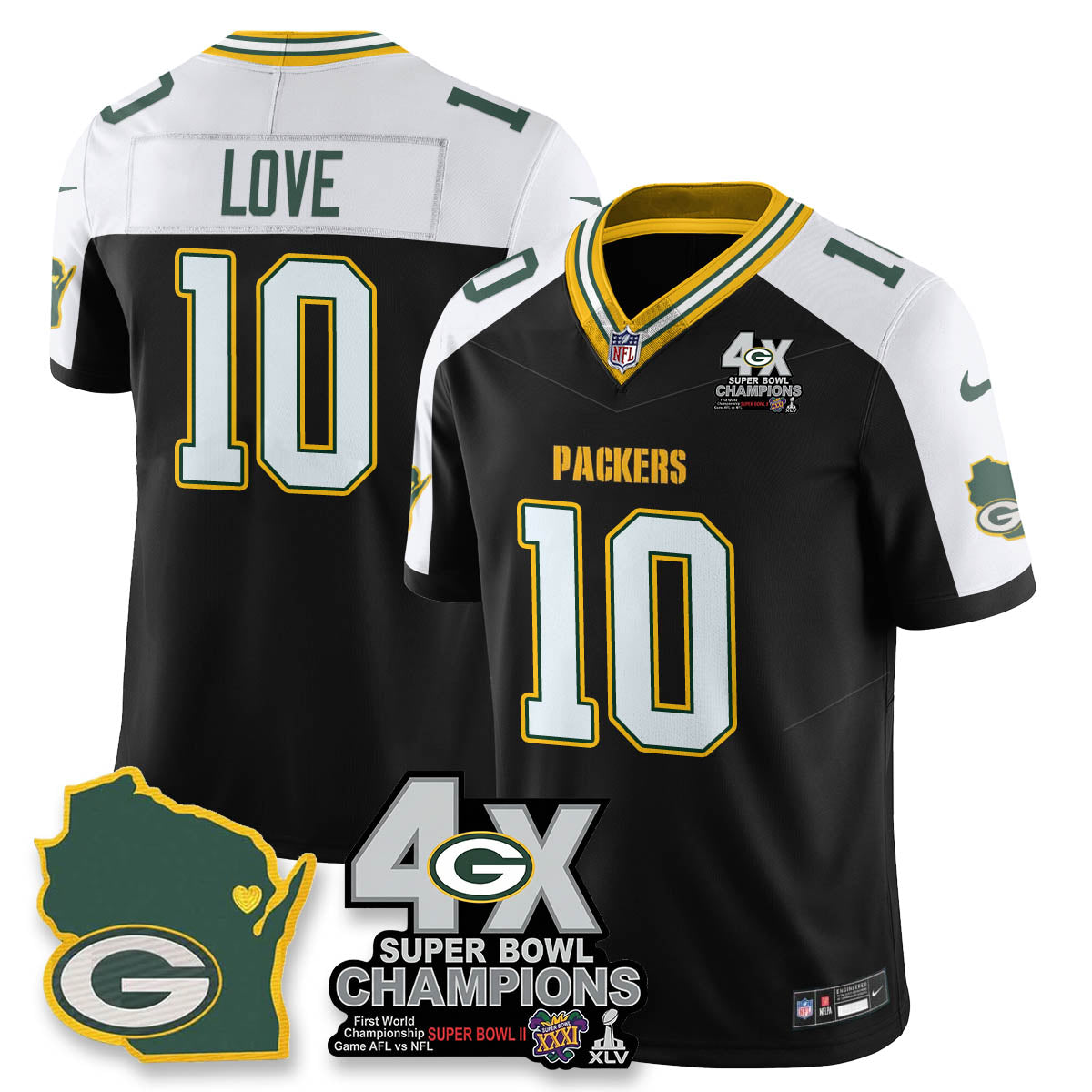 GB 4-Time Champions Patch Vapor Limited Jersey - All Stitched-DTD