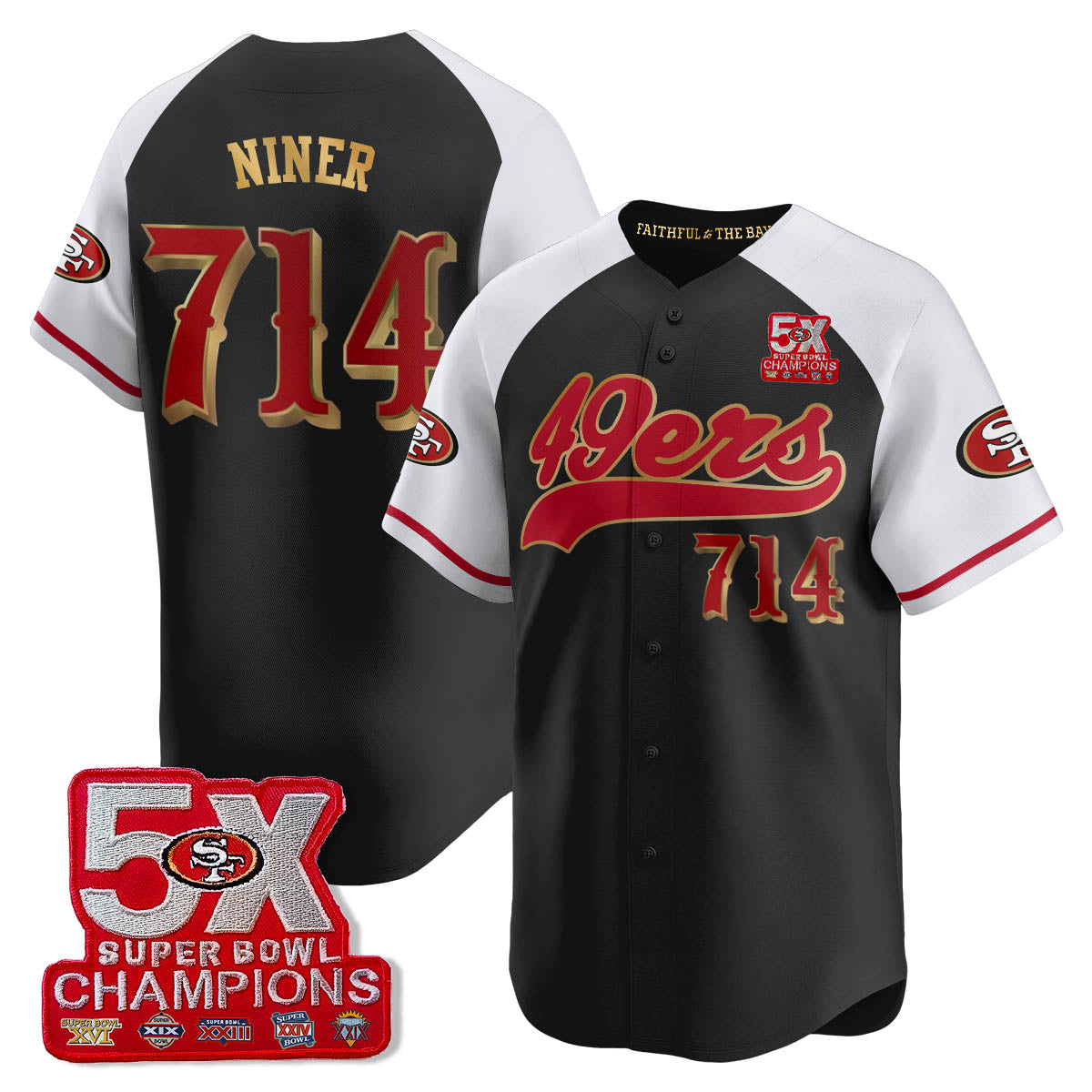 SF 5-Time Champions Patch Vapor Baseball Jersey - All Stitched-DTD