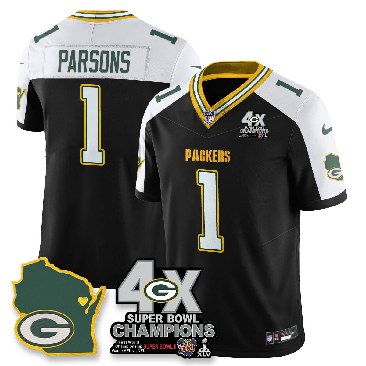 GB 4-Time Champions Patch Vapor Limited Jersey - All Stitched-DTD