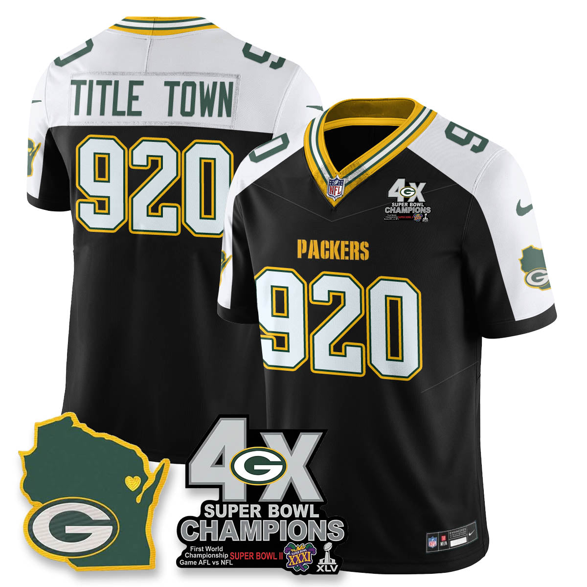 GB 4-Time Champions Patch Vapor Limited Jersey - All Stitched-DTD