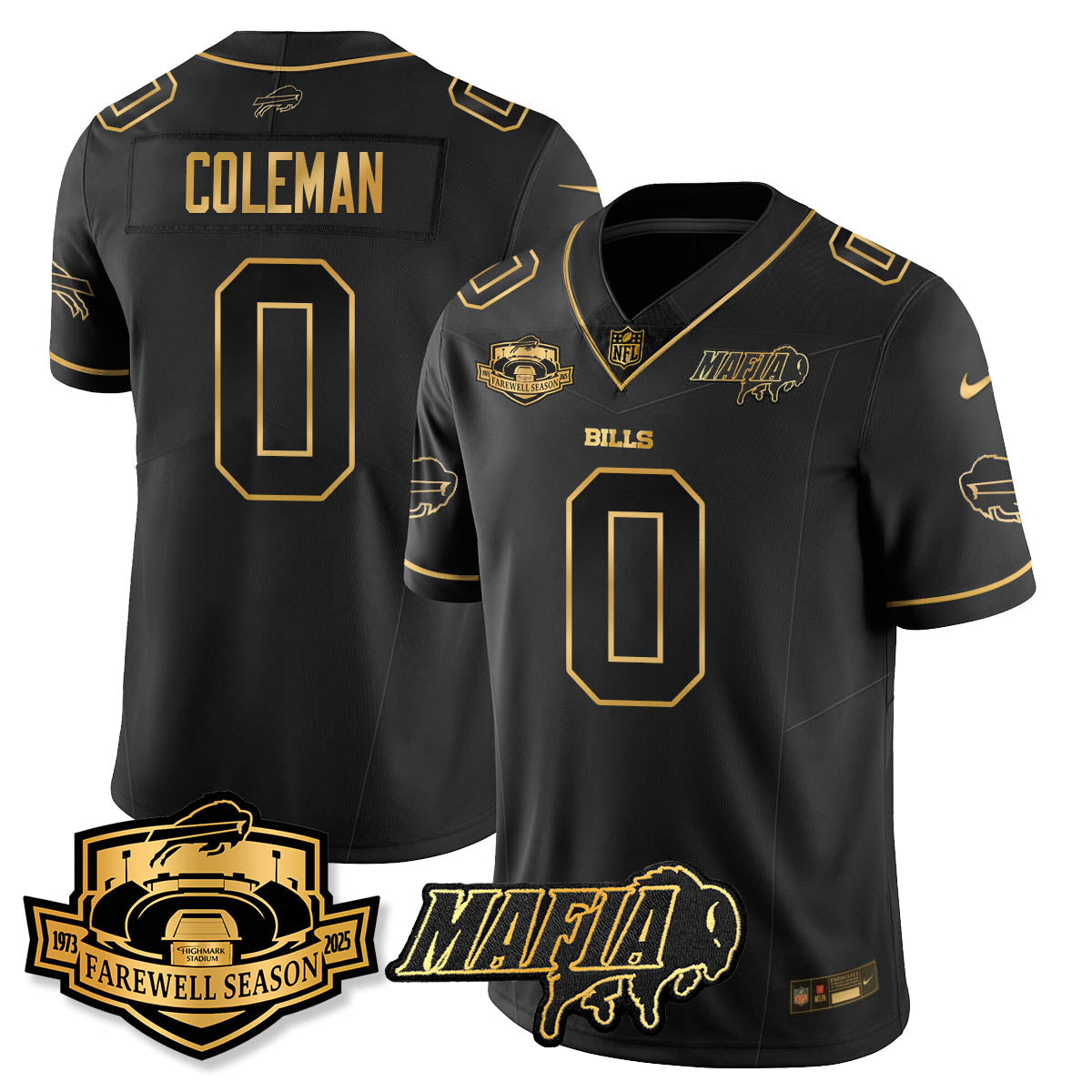 BUF 2025 Bills Mafia Patch Gold Vapor Limited Jersey - All Stitched-DTD