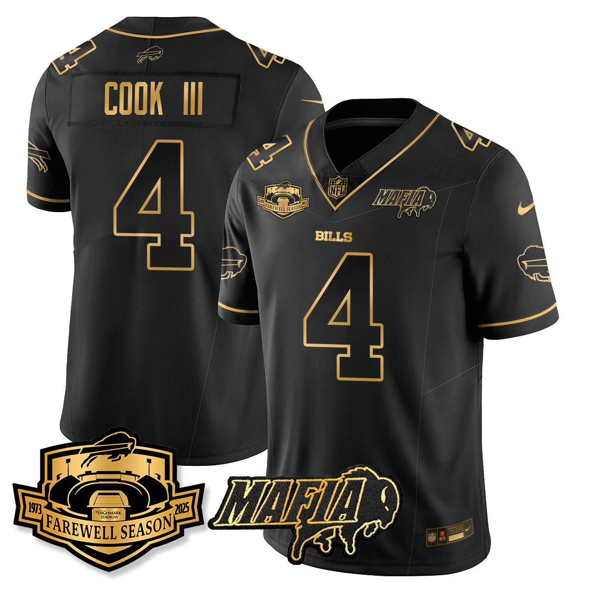 BUF 2025 Bills Mafia Patch Gold Vapor Limited Jersey - All Stitched-DTD