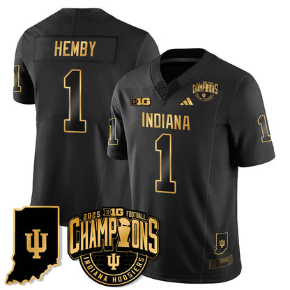 Indiana H Vapor Limited Football Gold Jersey - Big 10 Champions - All Stitched-DTD
