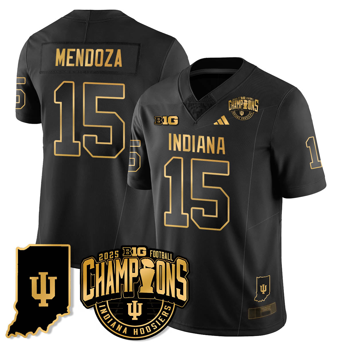 Indiana H Vapor Limited Football Gold Jersey - Big 10 Champions - All Stitched-DTD