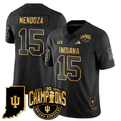 Indiana H Vapor Limited Football Gold Jersey - Big 10 Champions - All Stitched-DTD