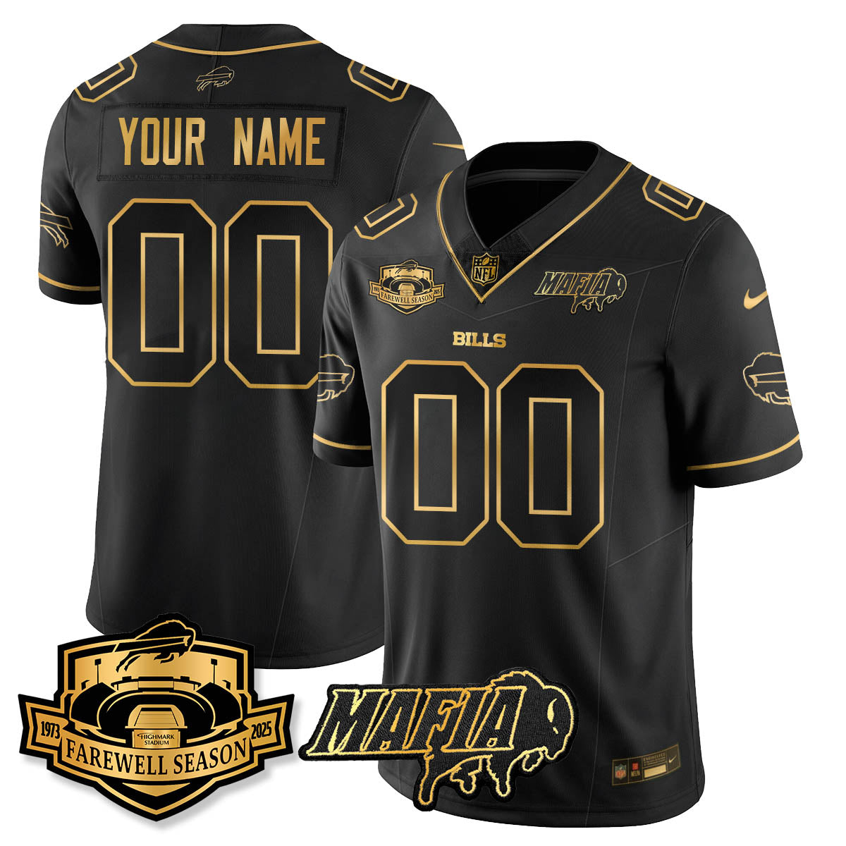 BUF 2025 Bills Mafia Patch Gold Vapor Limited Custom Jersey - All Stitched-DTD