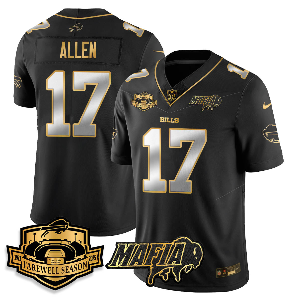 BUF 2025 Bills Mafia Patch Gold Vapor Limited Jersey - All Stitched-DTD