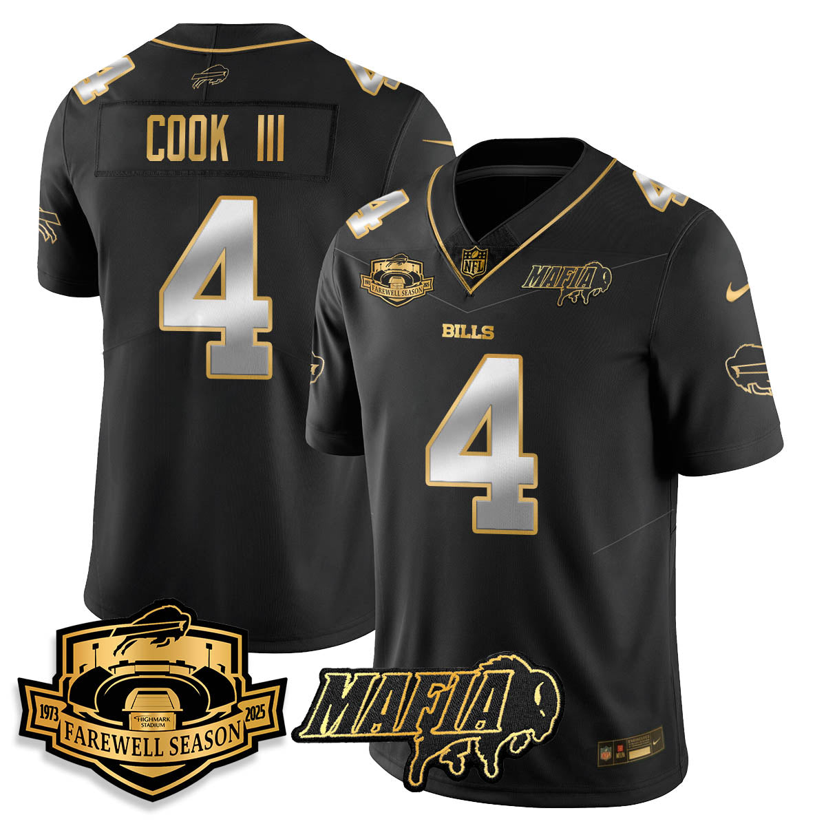 BUF 2025 Bills Mafia Patch Gold Vapor Limited Jersey - All Stitched-DTD