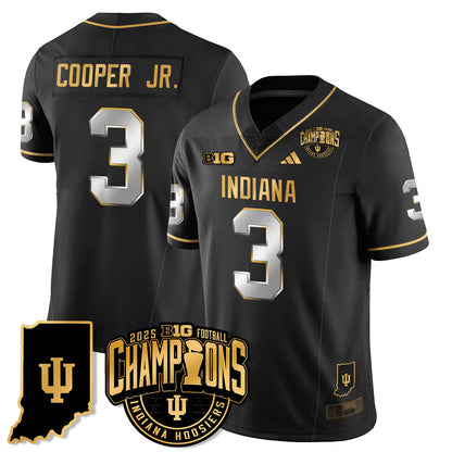 Indiana H Vapor Limited Football Gold Jersey - Big 10 Champions - All Stitched-DTD