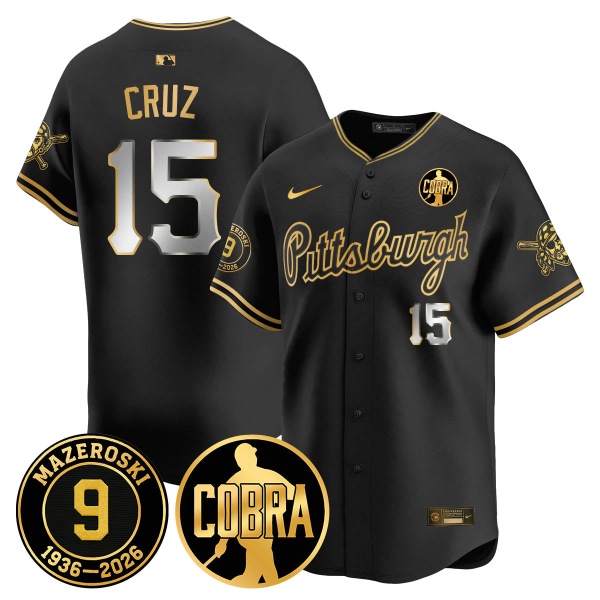 PIT Memories Vapor Limited Gold Jersey - Bill Mazeroski Patch - All Stitched-DTD