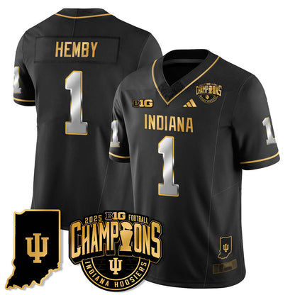 Indiana H Vapor Limited Football Gold Jersey - Big 10 Champions - All Stitched-DTD