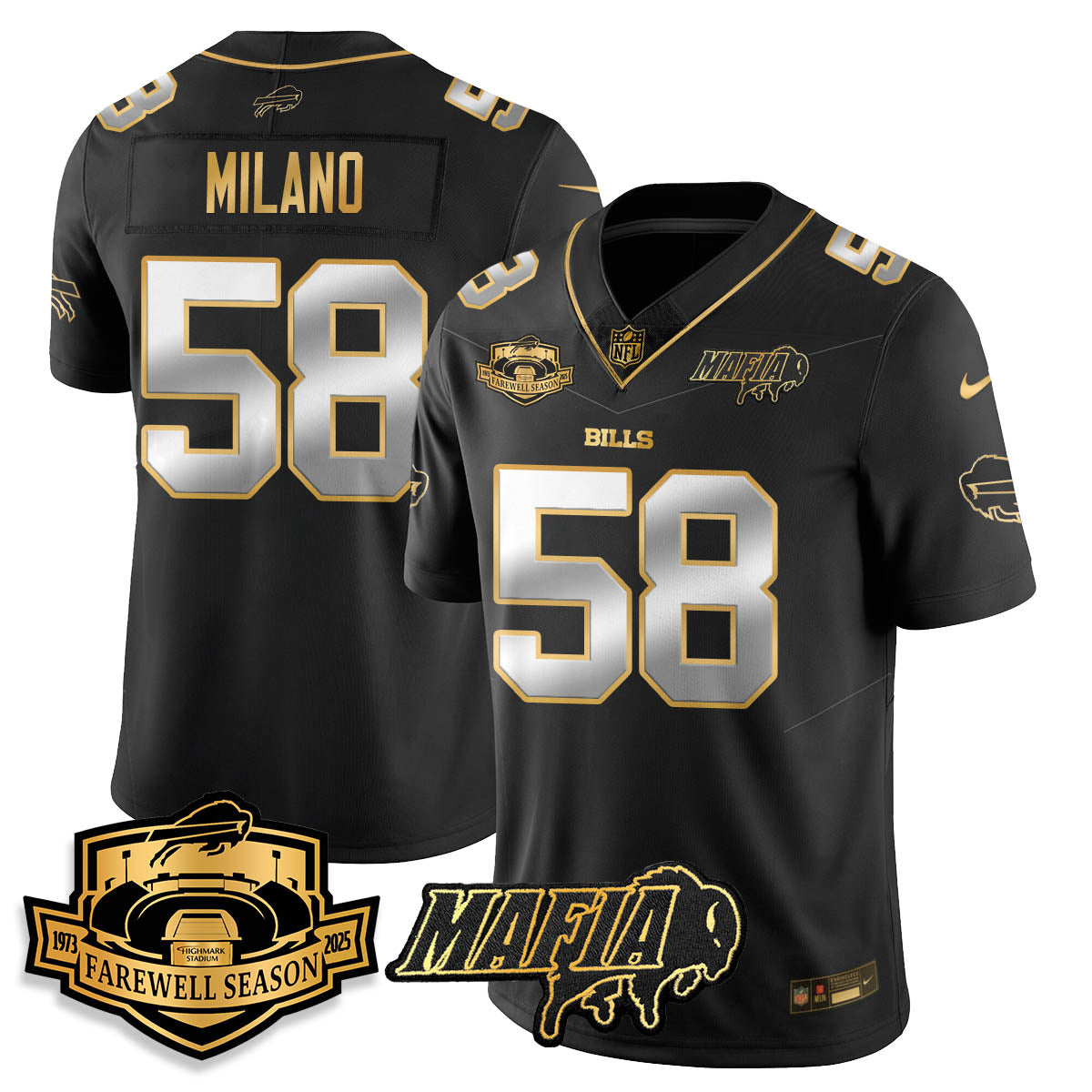 BUF 2025 Bills Mafia Patch Gold Vapor Limited Jersey - All Stitched-DTD
