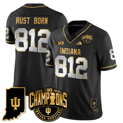 Indiana H Vapor Limited Football Gold Jersey - Big 10 Champions - All Stitched-DTD