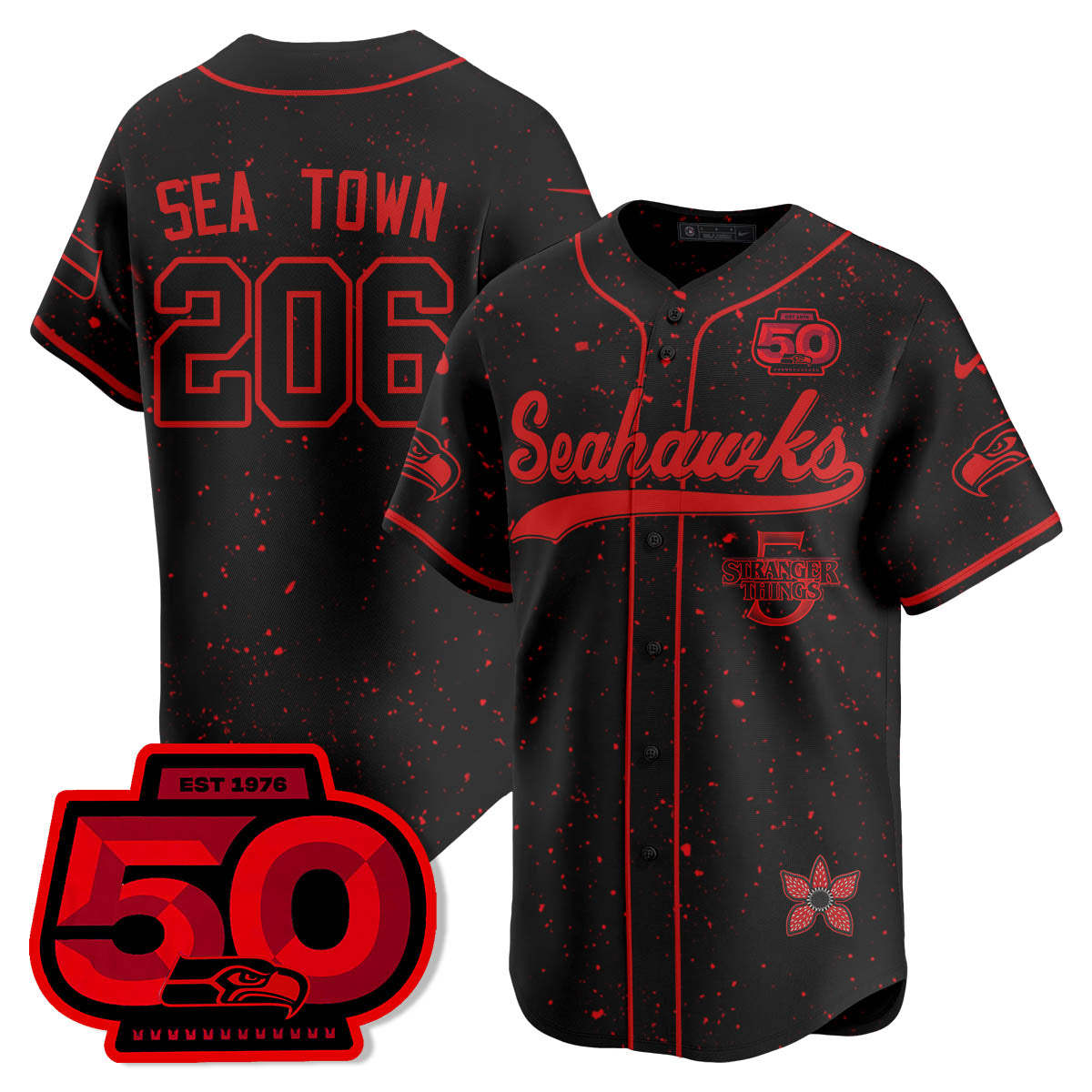 SEA Stranger Things Vapor Limited Baseball Jersey - All Stitched-DTD