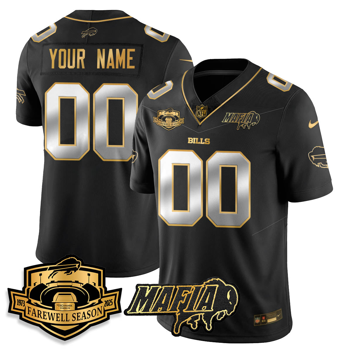 BUF 2025 Bills Mafia Patch Gold Vapor Limited Jersey - All Stitched-DTD