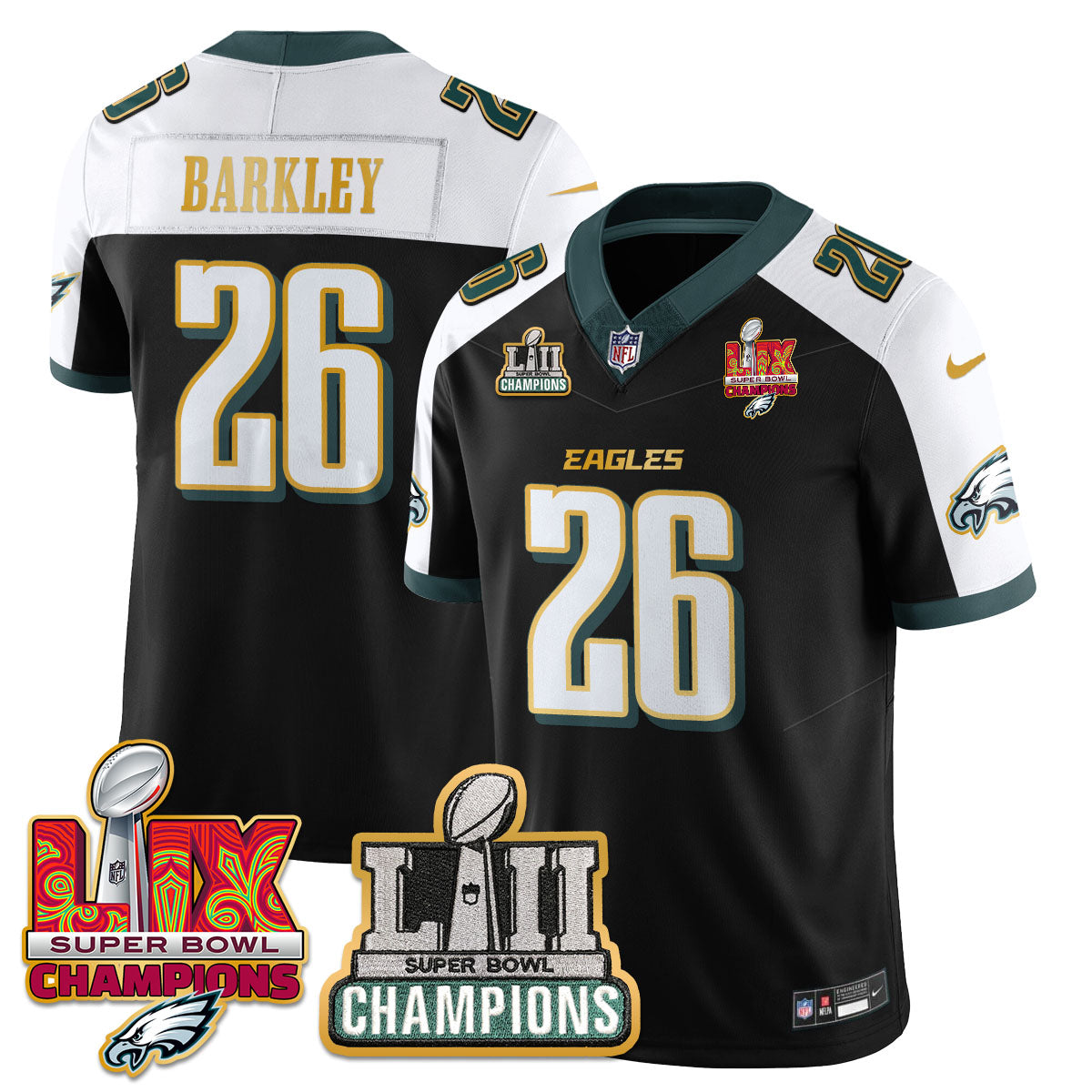 PHI LII-LIX Super Bowl Champions Vapor Limited Gold Jersey - All Stitched-DTD
