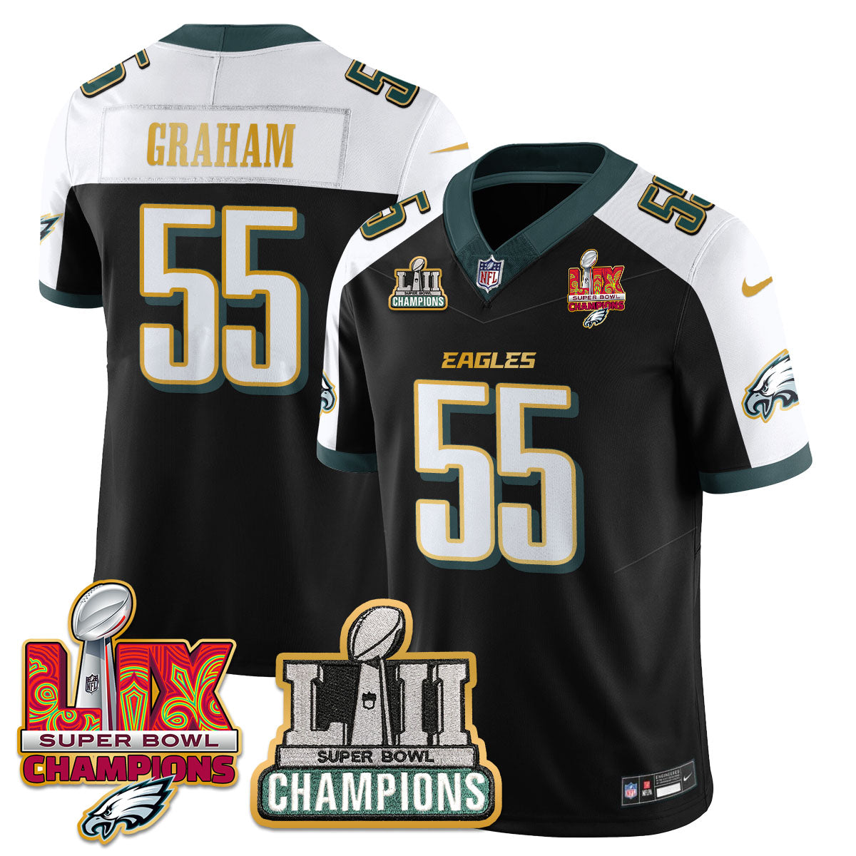 PHI LII-LIX Super Bowl Champions Vapor Limited Gold Jersey - All Stitched-DTD