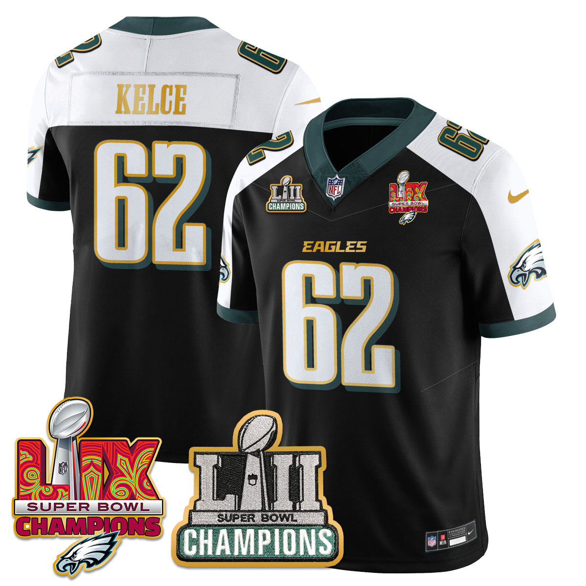 PHI LII-LIX Super Bowl Champions Vapor Limited Gold Jersey - All Stitched-DTD