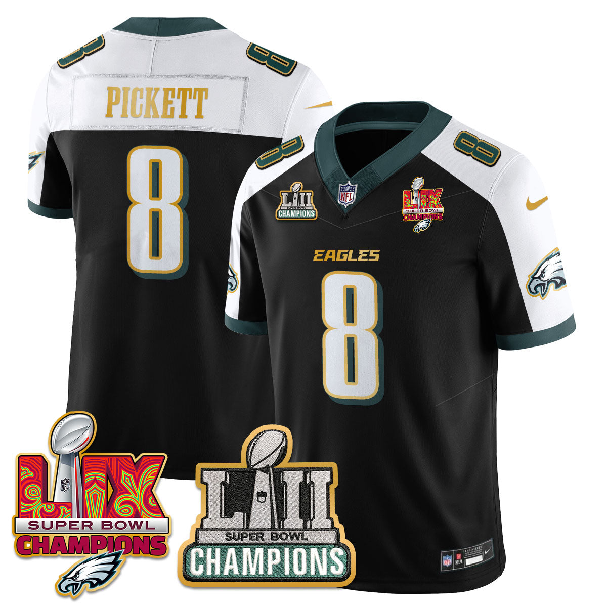 PHI LII-LIX Super Bowl Champions Vapor Limited Gold Jersey - All Stitched-DTD