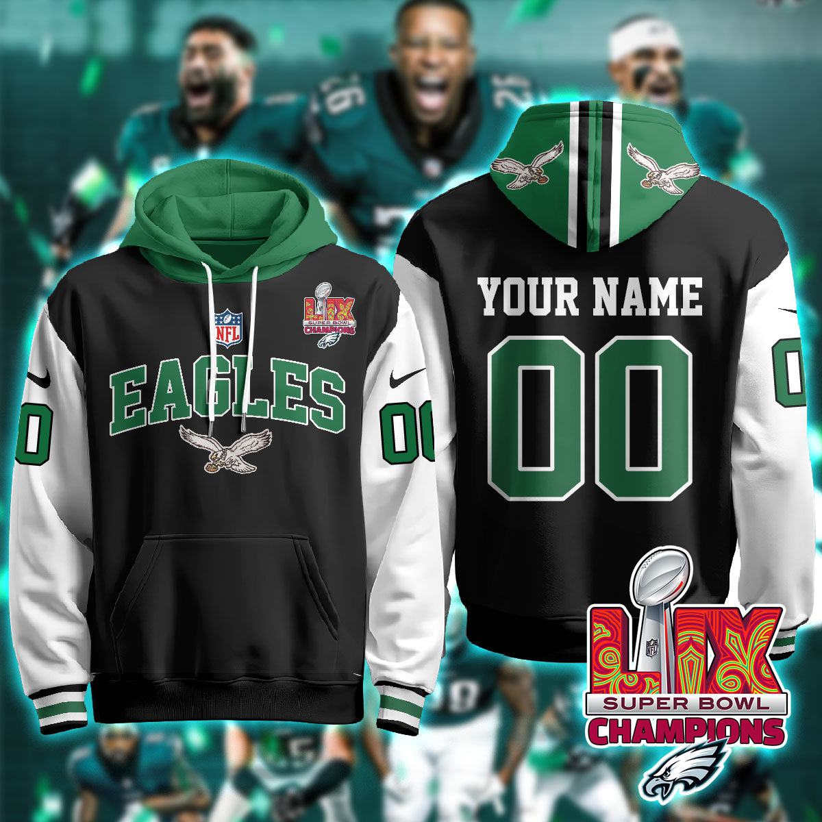 PHI Super Bowl LIX Champions Custom Hoodie-DTD