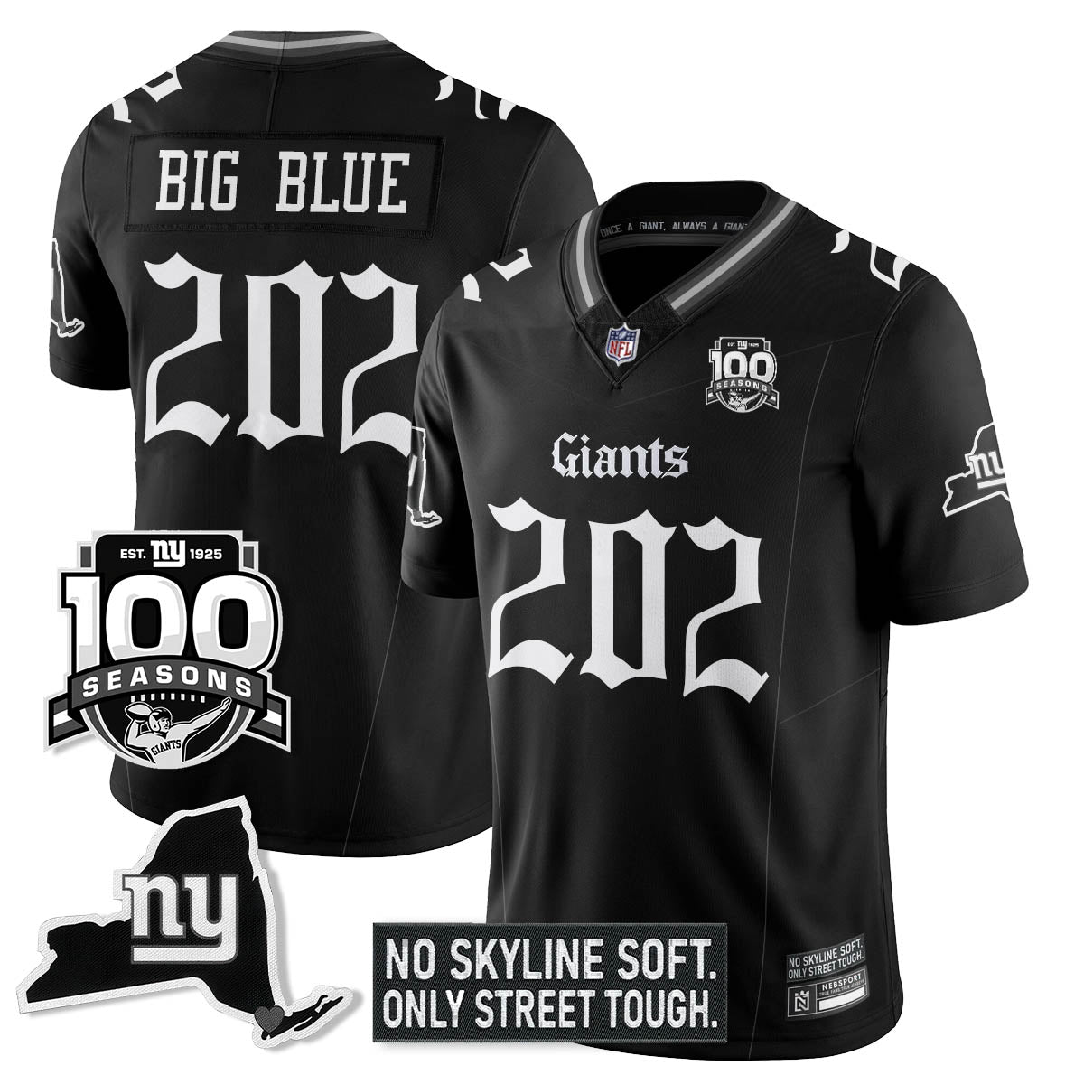 NYG 100th Seasons 'Gothic Gotham Edition' Vapor Limited Jersey - All Stitched-DTD