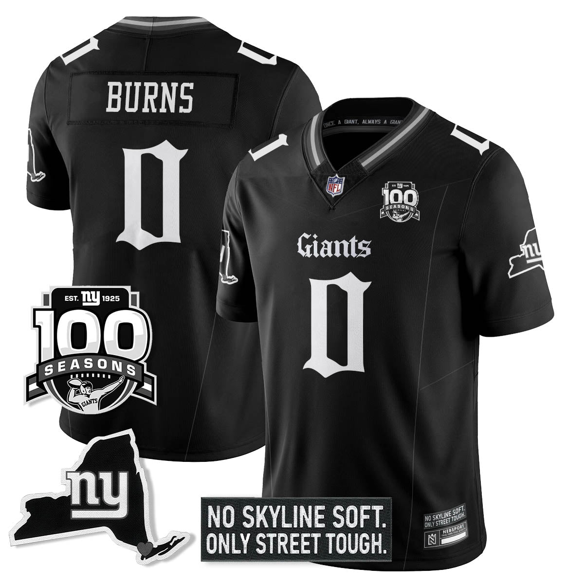 NYG 100th Seasons 'Gothic Gotham Edition' Vapor Limited Jersey - All Stitched-DTD