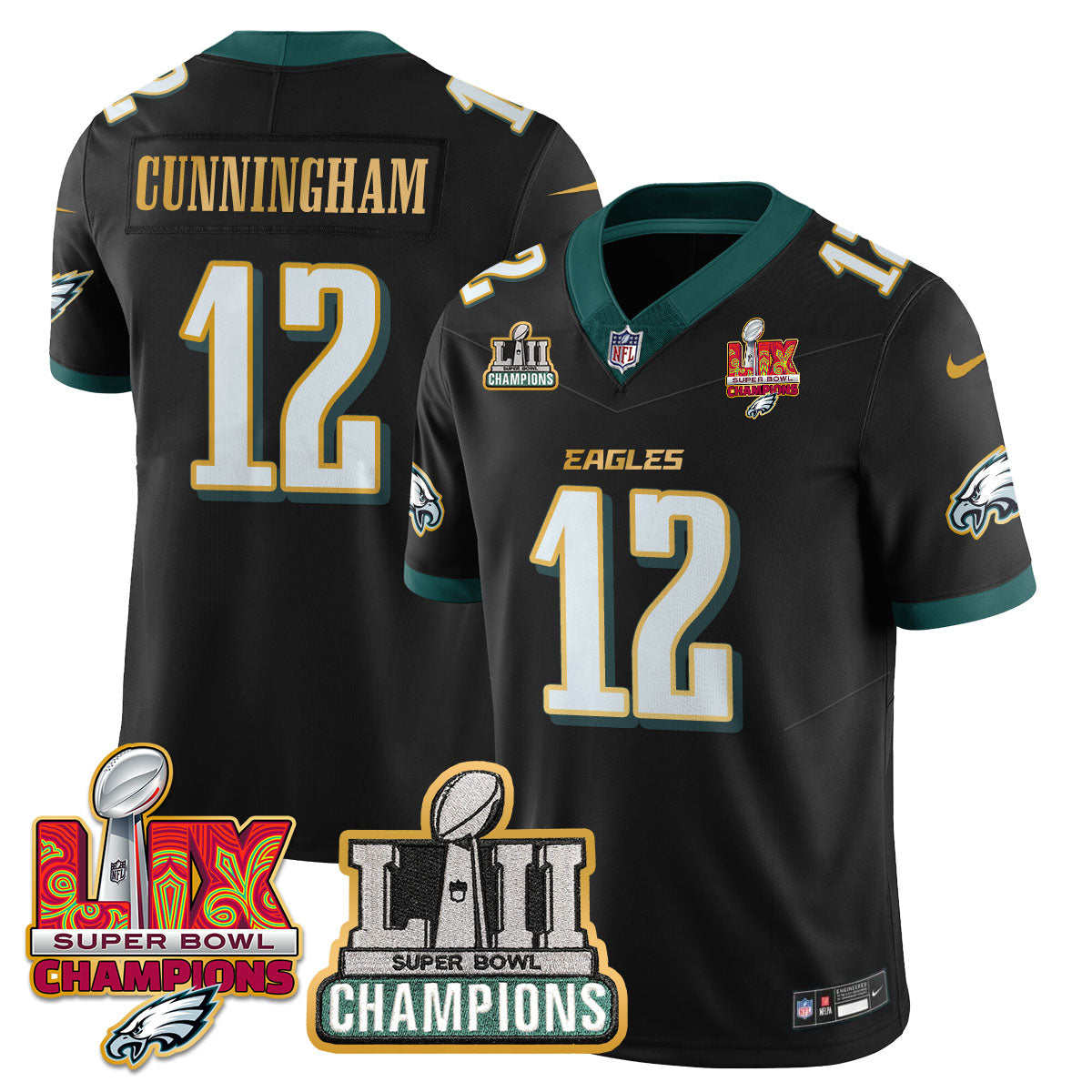 PHI LII-LIX Super Bowl Champions Vapor Limited Gold Jersey - All Stitched-DTD