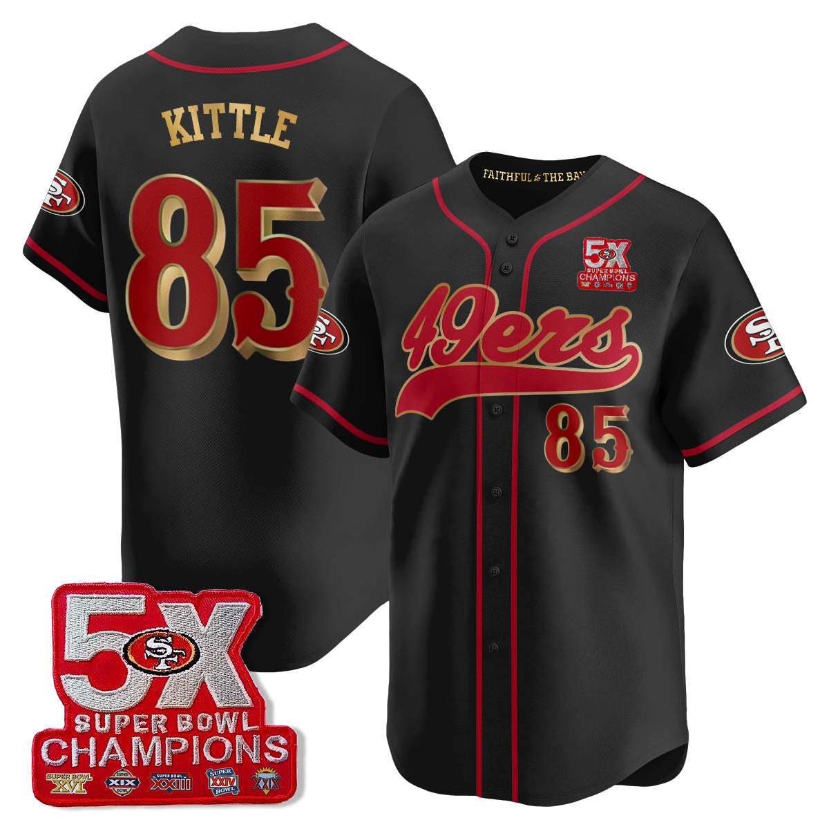 SF 5-Time Champions Patch Vapor Baseball Jersey - All Stitched-DTD
