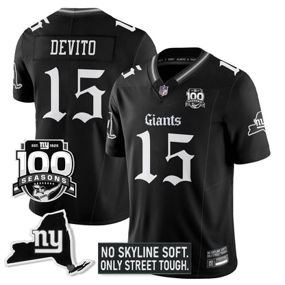 NYG 100th Seasons 'Gothic Gotham Edition' Vapor Limited Jersey - All Stitched-DTD