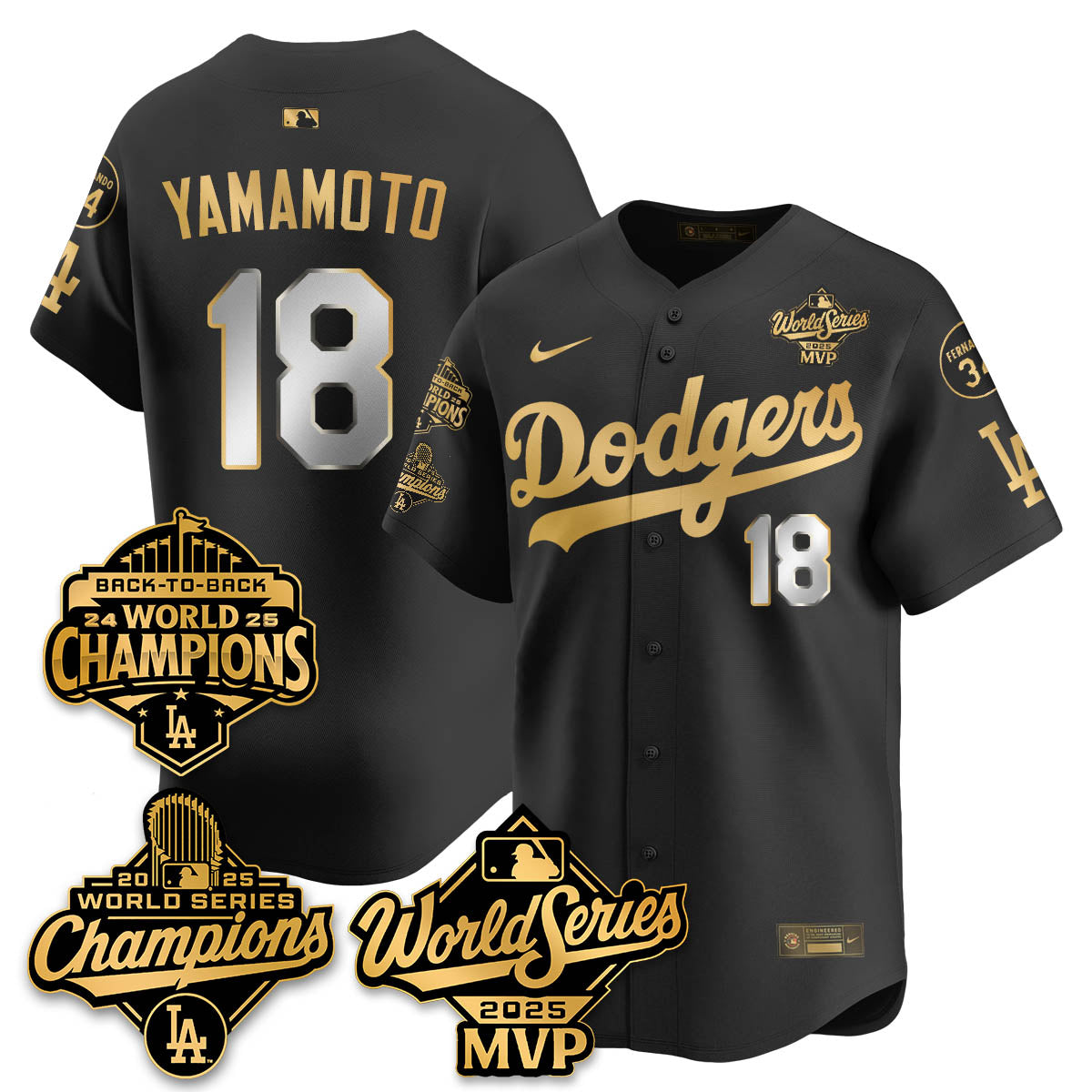 Yoshinobu Yamamoto LAD 2025 World Series MVP Jersey - All Stitched-DTD