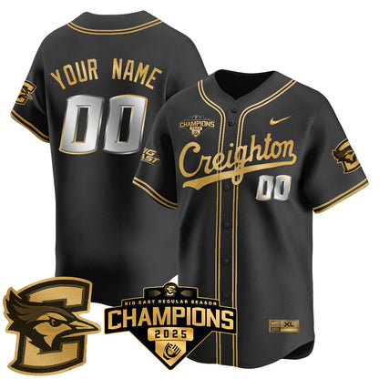 Custom Creighton Baseball 2025 Big East Baseball Tournament Champions Jersey N1 - All Stitched-DTD