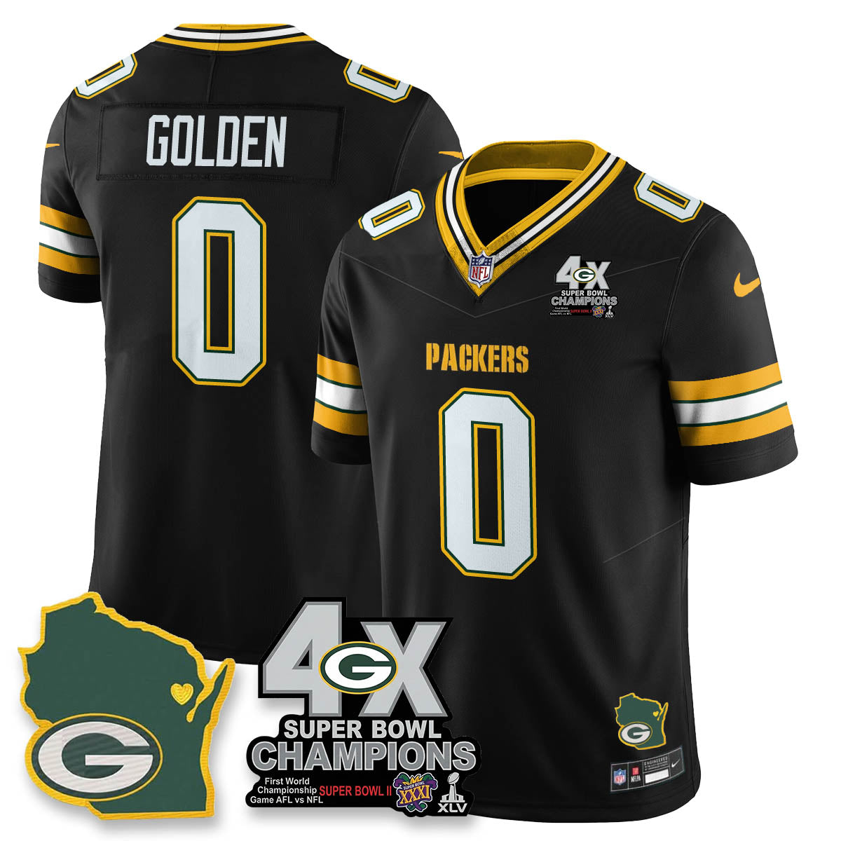 GB 4-Time Champions Patch Vapor Limited Jersey - All Stitched-DTD