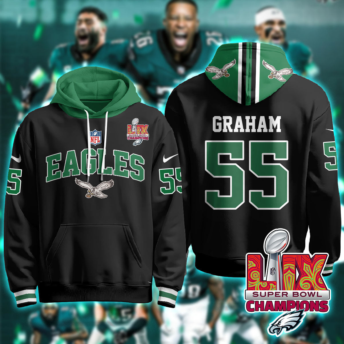 PHI Super Bowl LIX Champions Hoodie-DTD